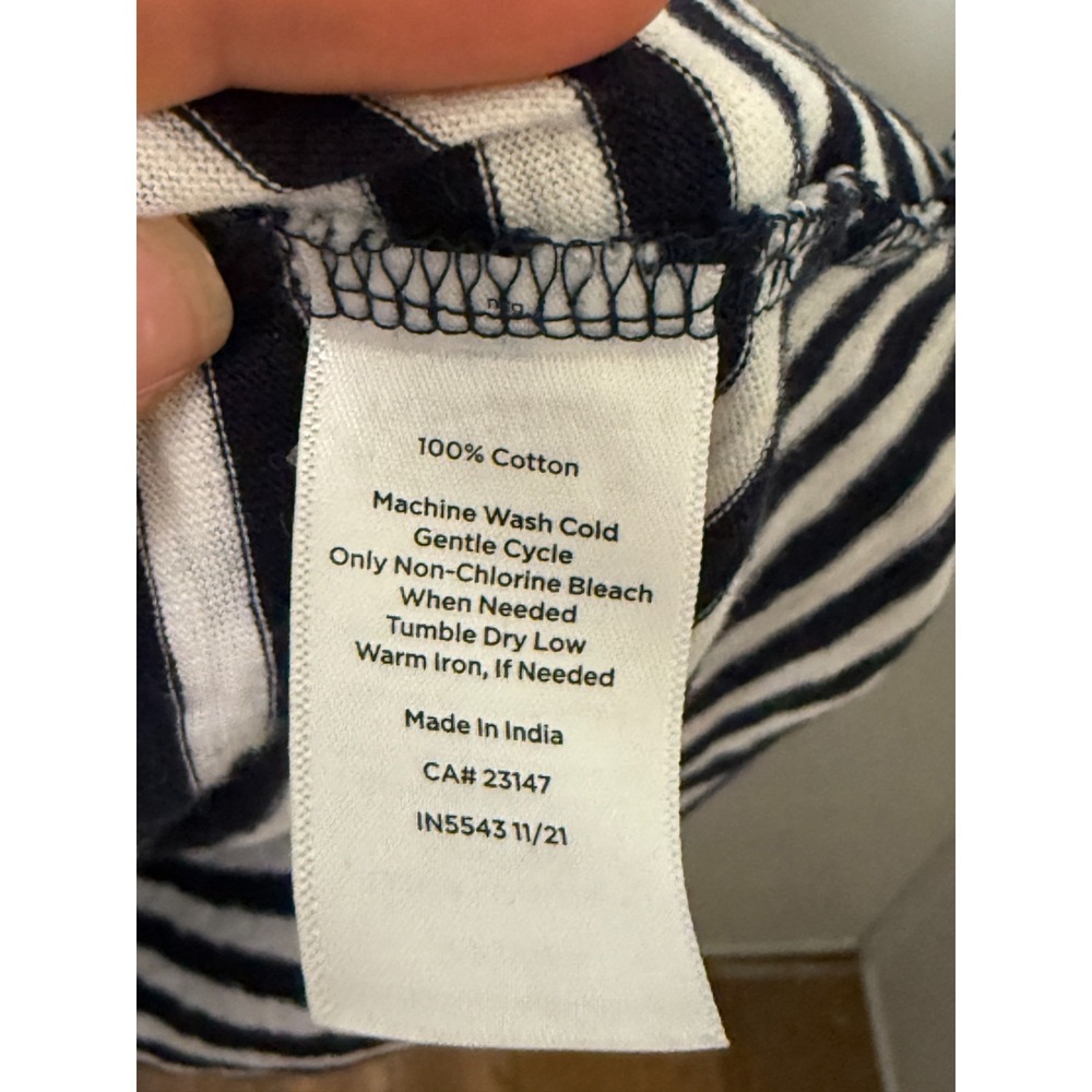 Talbots Cotton Side Tie Shift Dress Stripe Navy Coastal Old Money Nautical Large - Picture 5 of 7